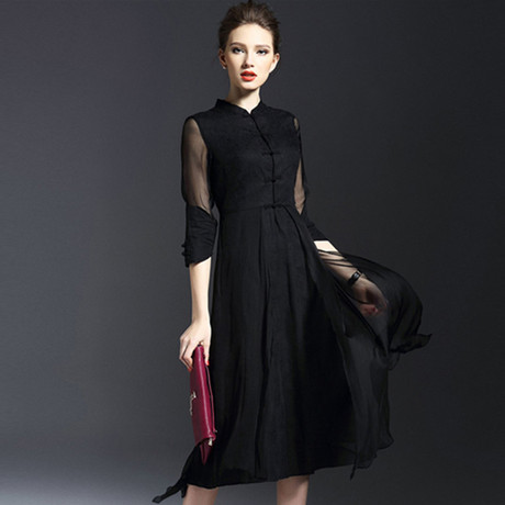 【真丝亚麻连衣裙】_秋真丝连衣裙图片_旗袍裙子价格_搭配分享 - 爱