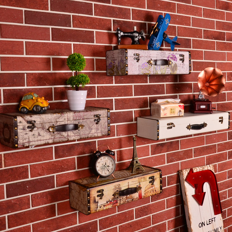 美式复古仿真行李箱皮箱酒吧咖啡厅墙面装饰壁饰创意店铺橱窗壁挂