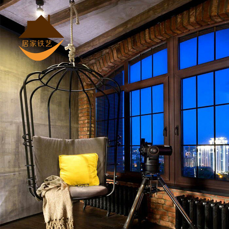 居家铁艺吊顶悬空吊椅创意特色简家居舒适静坐慢生活 现代家居