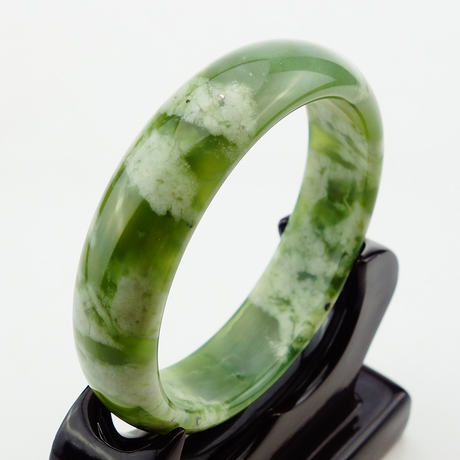 玉都遇蓝田玉手镯姜花玉镯子蛇纹石玉镯女式饰品首饰附