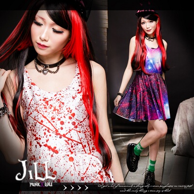 taobao agent O Jier o Vision Gu Zipper full version of Galaxy Starry Sky/Blood Small Slot Skirt Punk Orion