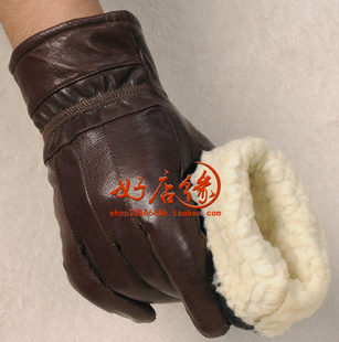 Men's keep warm windproof street black gloves, genuine leather