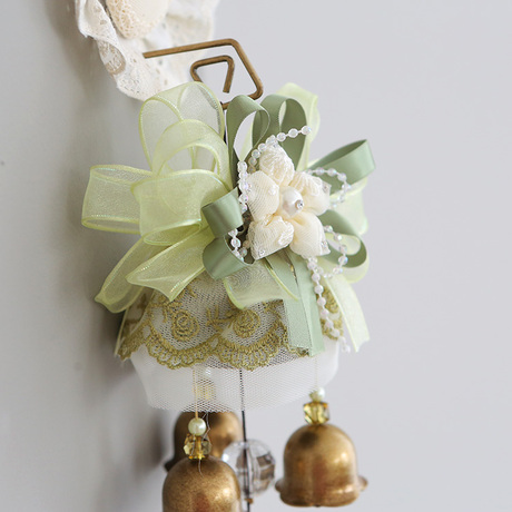 韩国代购 蕾丝装饰小铃铛 蕾丝门铃 可爱风铃挂件 绿色铜铃