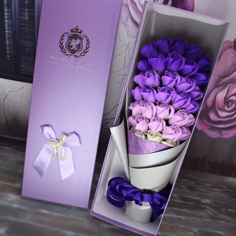 创意33朵51朵渐变玫瑰香皂花花束礼盒情人节送女友朋友生日礼物