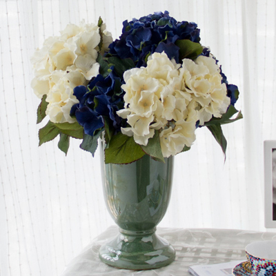 光影居 地中海风格 蓝白绣球仿真花套装 装饰花绢花假花客厅摆件