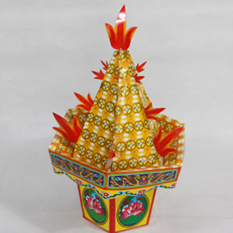 火苗聚宝盆莲花图案宝盆五期纸纸活纸扎七月半十五祭祀半成品批发