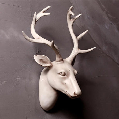 树脂鹿头挂件家居饰品软装动物壁饰驯鹿头壁挂会所样板房玄关墙饰