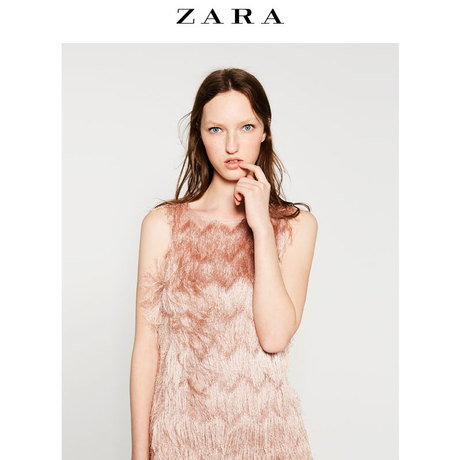 春夏折扣 zara 女装 流苏饰连身裙 01836022622
