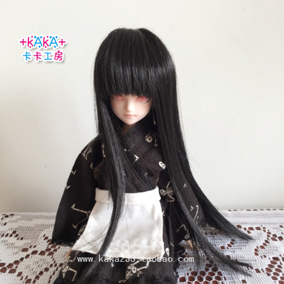 taobao agent Tea Kaka hand | Men and women's daily long straight hair black BJD/AZ/OB/Keer/Barbie doll