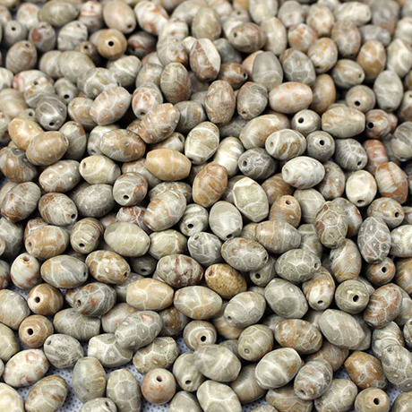 新疆天玉掌柜推荐热销纯天然珊瑚玉化石菊花石桶珠14mm特价批发