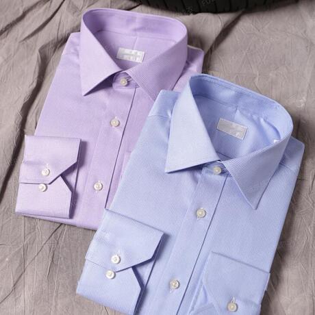 杰家男士衬衫长袖修身蓝紫色休闲衬衣青年棉衫丝光埃及结婚伴郎ez