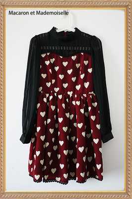taobao agent [The Queen of Hearts] Taoxin pattern striped chiffon stitching OP long -sleeved dress