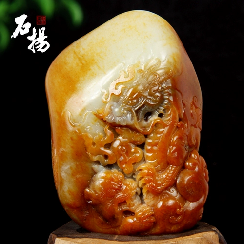Ши ян ювелирных изделий Hetian Yuhong Qinpi Baiyuyuan Seed Crouching Tiger, Hidden Dragon Liu Xinxue New Art Cup Bronze Award