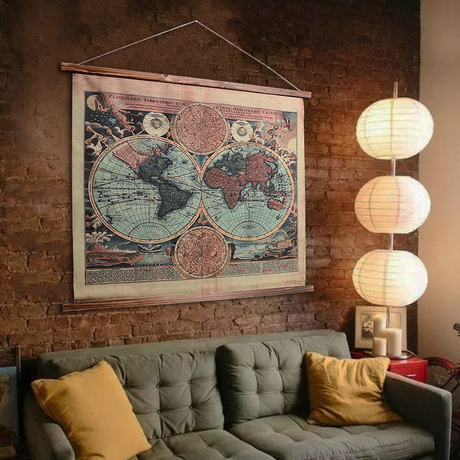 美式麻布装饰挂画复古家居书房墙面装饰品壁挂酒吧背景墙创意挂件