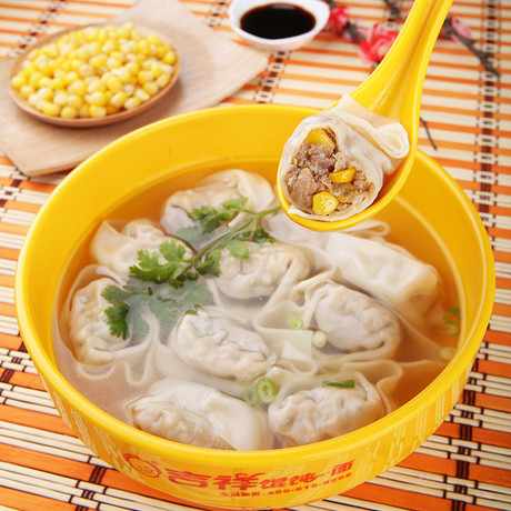 吉祥馄饨面【玉米猪肉馄饨】速食早餐零食 味道正宗 送汤底哦