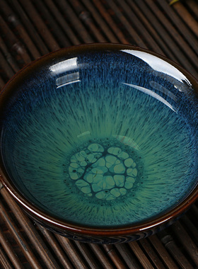 纯手工 曜变天目釉 鹧鸪油滴盏 建盏 钧瓷品茗杯 功夫茶具 包邮