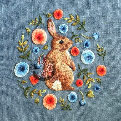 绣宝阁 简约j现代20*20初学diy套件手工刺绣苏绣松鼠动物针迹扫描