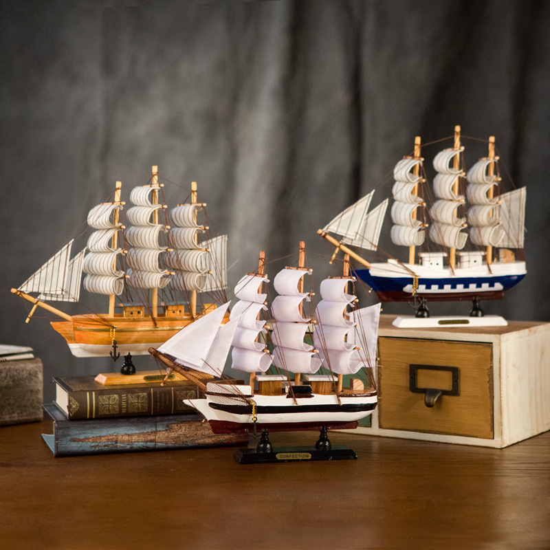 祝君一帆风顺,办公室必备,独有的地中海风格,纯手工制作的实木帆船