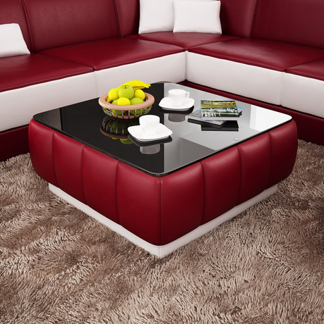 皮茶几 时尚客厅钢化玻璃皮茶几t58