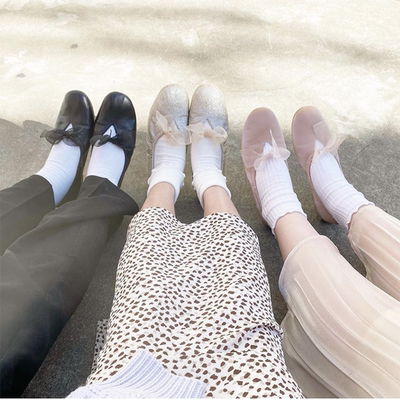 taobao agent Clearance Specials 39!Enjiuchun is soft and soft, not ground ribbon, bowing, flat bottom lazy grandma shoes ballet shoes