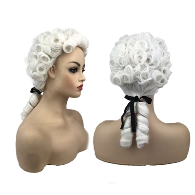 taobao agent Hong Kong British Judge Head Head Pure White Wig full of rolled piano performance hoods 2689 type 60 color white