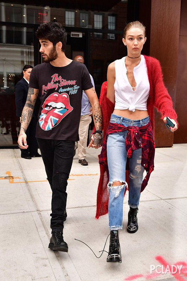 lfw看gigi和zayn穿情侣装花样虐狗秀恩爱