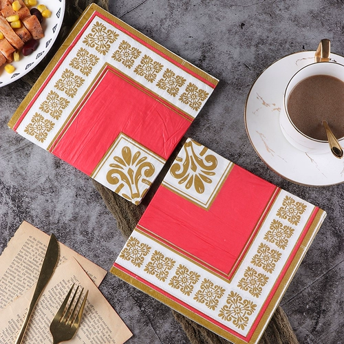 Золотой красный праздничный бумажный полотенца