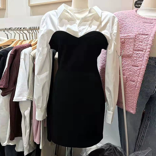 Южнокорейский осенний товар, корсет, комплект, лонгслив, по фигуре