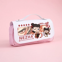 Пенал из искусственной кожи розовый белый Nezha C