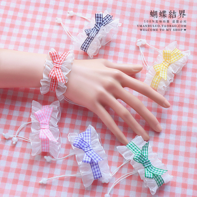 taobao agent Bowlated Elima Ferry Fold Falling Bracelet Japanese Cute Girls 呲 Sweet Slot Skirt Jacking Handle Sleeve Woman