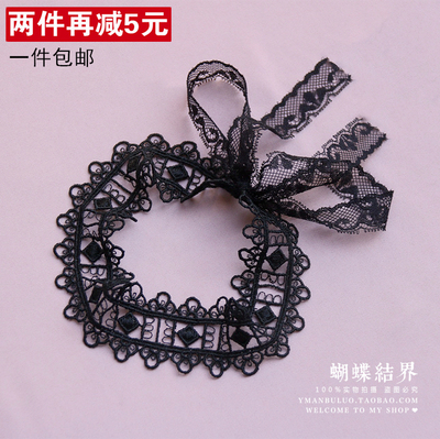 taobao agent Black necklace, accessory, chain for key bag , short retro choker