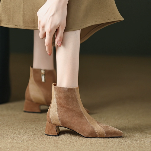 Дизайн, который не может быть перенесен!Супер красиво ~ переключение коротких ботинок женское толстые каблуки.