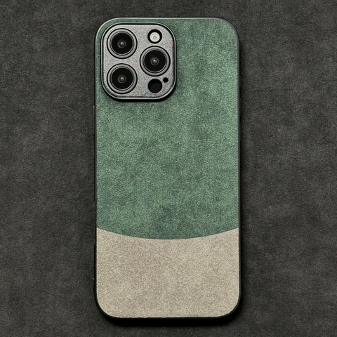 Two Tone ALCANTARA Suede Microfiber High End Premium 16, 16 Plus, 16 Pro, 16 Pro Max iPhone Case