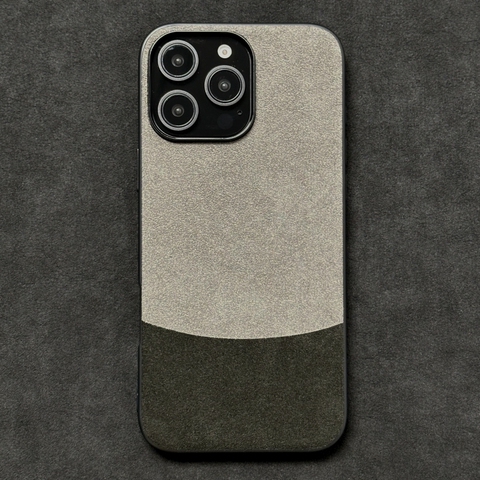 Two Tone ALCANTARA Suede Microfiber High End Premium 16, 16 Plus, 16 Pro, 16 Pro Max iPhone Case