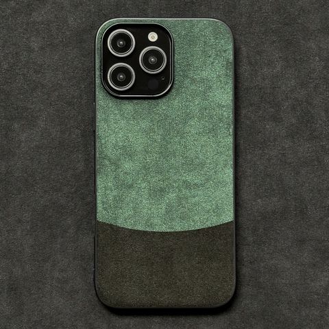 Two Tone ALCANTARA Suede Microfiber High End Premium 16, 16 Plus, 16 Pro, 16 Pro Max iPhone Case