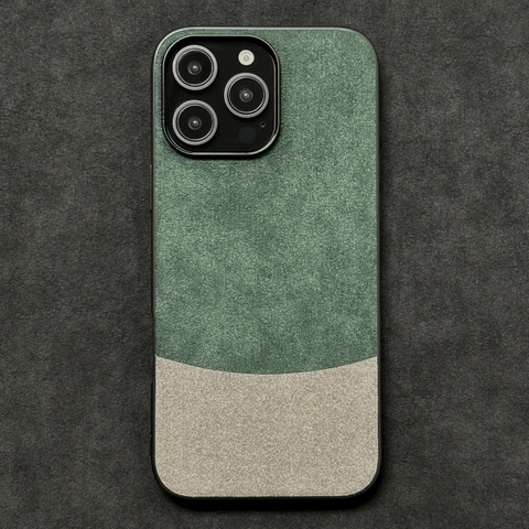 Two Tone ALCANTARA Suede Microfiber High End Premium 16, 16 Plus, 16 Pro, 16 Pro Max iPhone Case