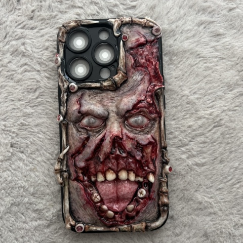 Original Dark Black 3D Grotesque Face – Pro/Plus/Max/Air – 17, 16, 15, 14, 13, 12 iPhone Case