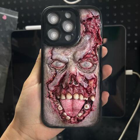Original Dark Black 3D Grotesque Face – Pro/Plus/Max/Air – 17, 16, 15, 14, 13, 12 iPhone Case