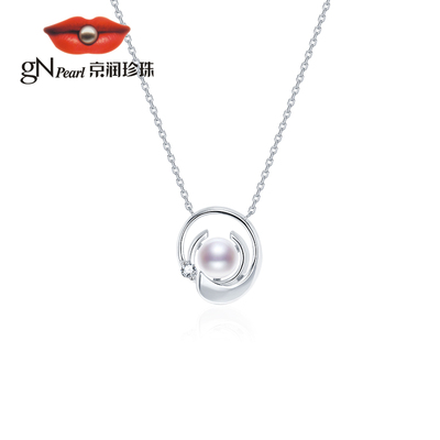 京润珍珠925银淡水珍珠耳钉项链