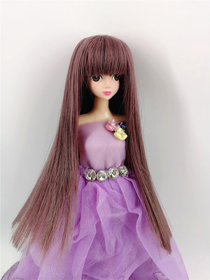 taobao agent Little head enclosure doll 11 12 cm doll high temperature silk wig Qi bangs black long straight hair