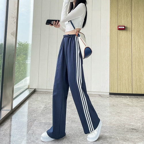 Штаны, леггинсы для отдыха, высокая талия, европейский стиль, свободный прямой крой