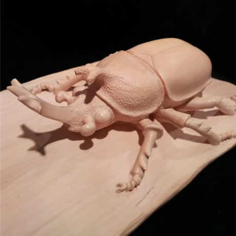 灵魂刀手精工出品纯手工雕刻摆件礼物黄杨木雕独角仙甲虫《独往》