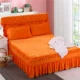 Lớn giường màu cam 1,8m bảo vệ trẻ sơ sinh và trẻ em chống trượt dày bông bông flannel giường váy trải giường châu Âu và Mỹ - Váy Petti