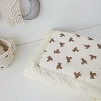 Марлевый, кремовый, с медвежатами