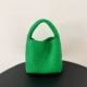 Зеленая маленькая сумка через плечо, бретели, плетеная небольшая сумка