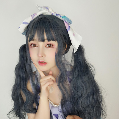 taobao agent Esnie twilight blue bubble noodles curly hair gentle and sweet fairy jk girl lolita net red face fur