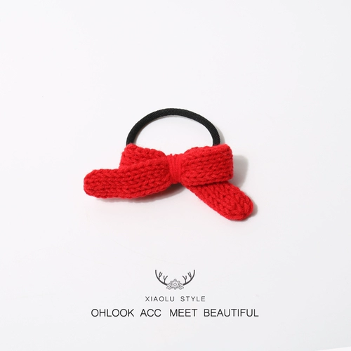 Милая красная трикотажная заколка для волос с бантиком, японский милый хвостик, японские и корейские