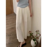 Тонкие летние штаны, из хлопка и льна, свободный прямой крой, защита от солнца