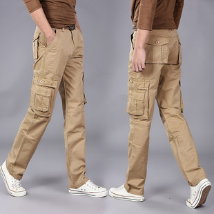 Demi-season street men's wear-resistant camouflage trousers, loose straight fit