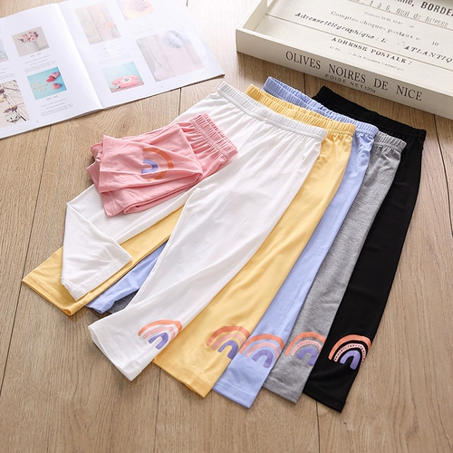 Радужные детские леггинсы, эластичные летние тонкие штаны, в корейском стиле
